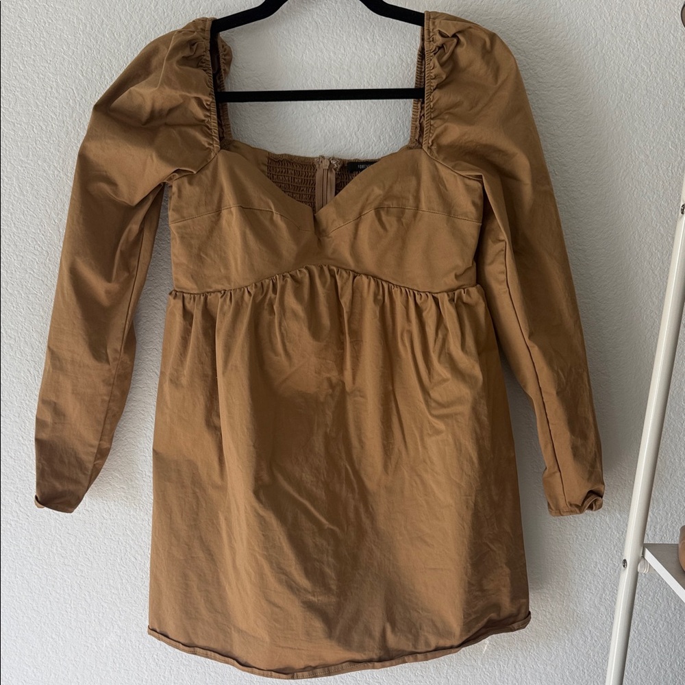 Elegant Tan Long Sleeve Dress